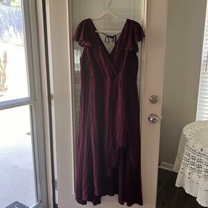 burgundy flower dresses Short Sleeves Burgundy Floral Long Prom Dresses, Burgundy Floral Formal Bridesmaid Dresses, US 8 / Custom Color / With Rush+$19.99